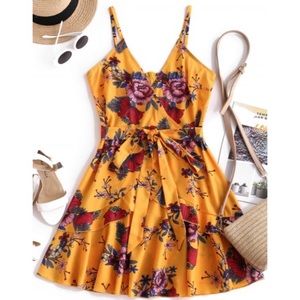 Zaful Bee Yellow Floral Dress
